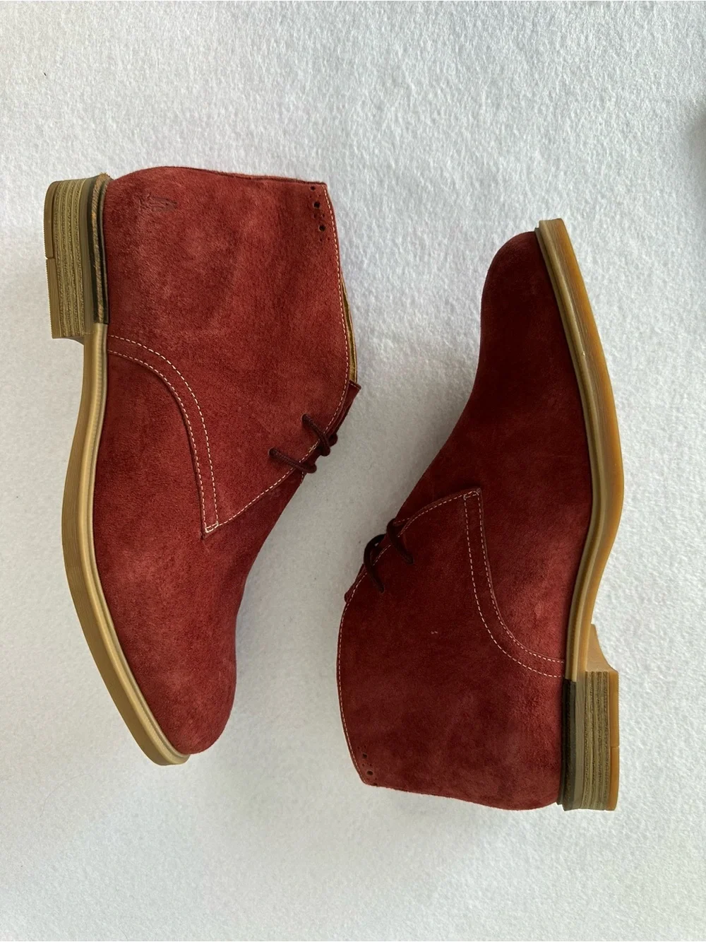 Hush Puppies Bailey Suede Chukka Boots Red Cordovan Comfort Ankle Shoes 10